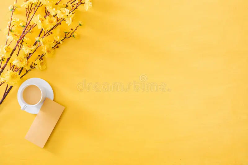 Lunar New Year Decoration on a Yellow Gold Background. Tet ...