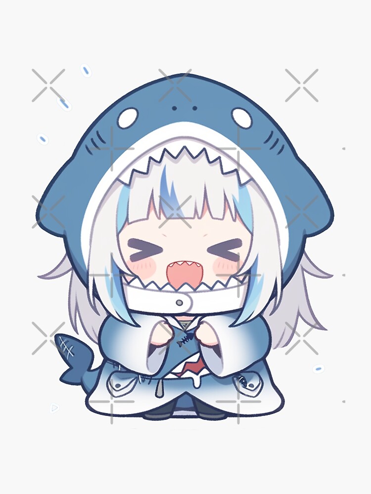 cute gawr gura chibi anime sticker, a, gawr gura hololive anime chibi sticker | Sticker