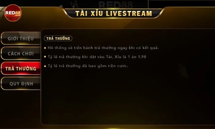 Cá cược tài xỉu Livestream Red88